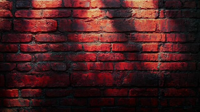 Red brick wall background with light and shadow texture.