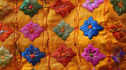 Intricate Phulkari embroidery patterns from Punjab