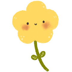 Hand drawn cute yellow flower element illustration.