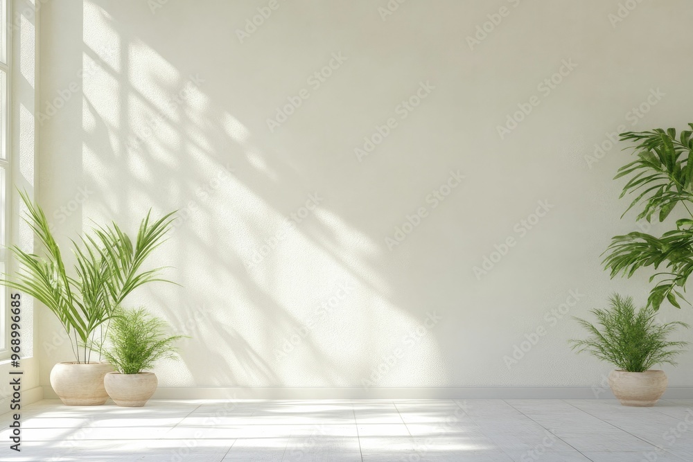 Sticker Stretch mindfully in a serene room filled with natural light and plants