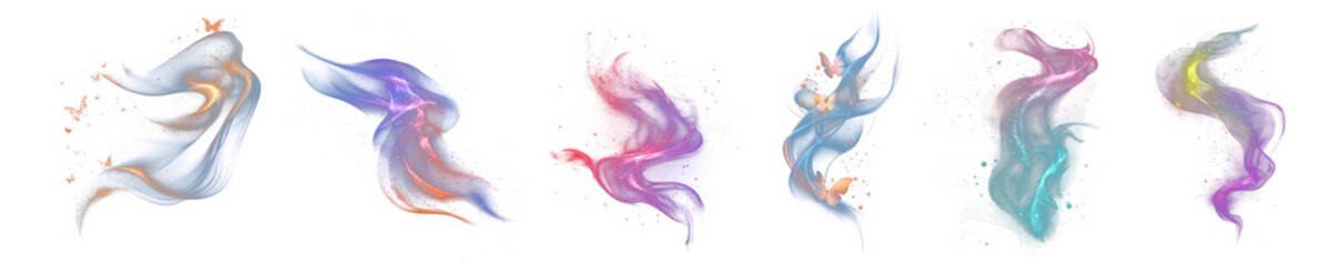 Fototapeta premium Ethereal flow png cut out element set