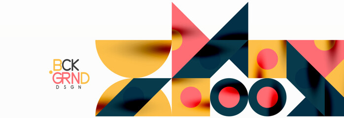 Trendy colorful circles, lines, arrows, triangles and other geometric shapes. Vector Illustration For Wallpaper, Banner, Background, Card, Book Illustration, landing page