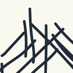 Abstract Black Line Intersections on Cream Canvas