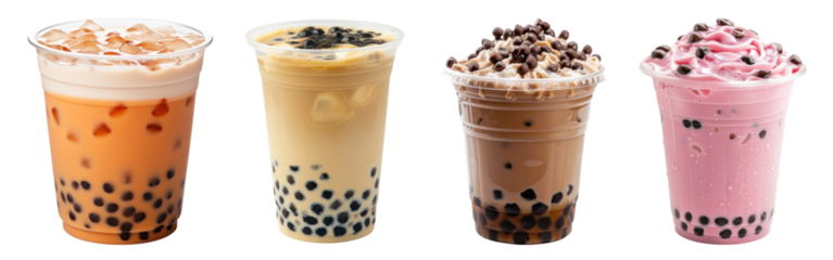 Bubble tea png cut out element set