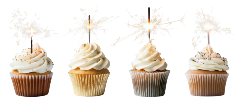 Cupcake with sparkler png cut out element set - Powered by Adobe