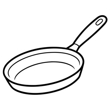 recommend clip art: frying pan with pancake outline coloring book page line art drawing
