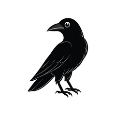Fototapeta premium a flat crow silhouette vector art illustration, isolated white background,