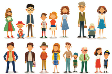 Cartoon People Set: Single Clipart Isolated on White Background