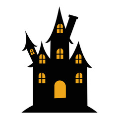 Spooky Halloween Castle Silhouette 
