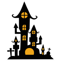 Spooky Halloween Castle Silhouette 