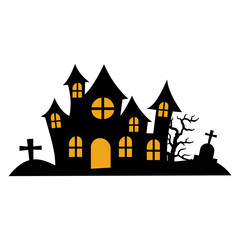 Spooky Halloween Castle Silhouette 