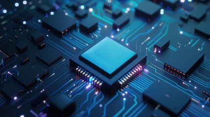 Close-up of microchip on a circuit board
