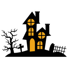 Spooky Halloween Castle Silhouette 