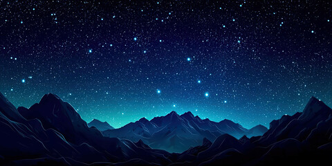 Fototapeta premium Mountain landscape against the background of a starry sky