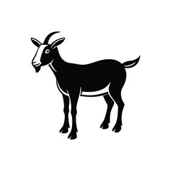 a goat, silhouette vector art illustration, isolated white background, 