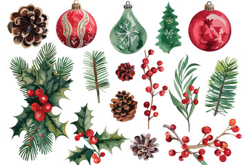 Christmas Design Elements Clipart Isolated on White Background