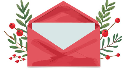 Christmas Envelope Flat Vector Isolated on White Background