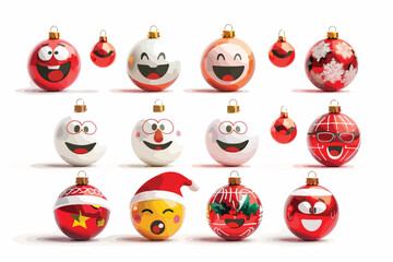 Christmas Emoticons Single Clipart Isolated on White Background
