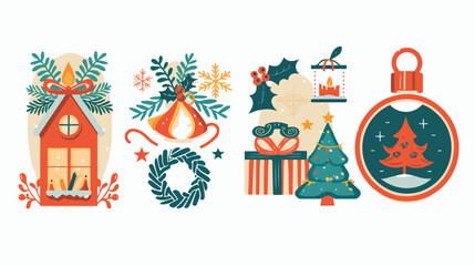 Christmas Labels and Emblems Vector Design Elements
