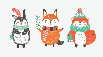 Christmas Hand Drawn Cute Doodles Stickers Illustration