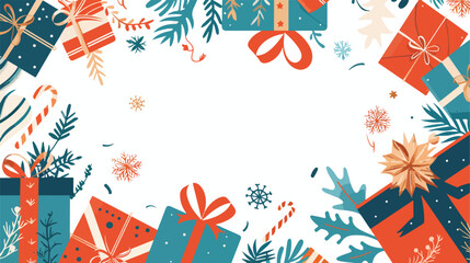 Christmas Sale Background Flat Vector Isolated on White