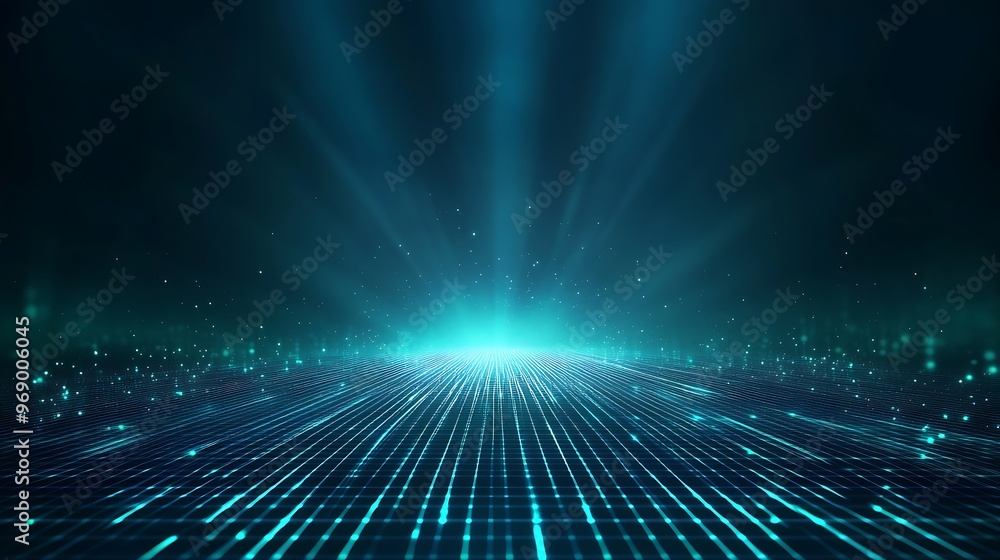 Poster Abstract digital background with glowing lines and light rays, creating a futuristic atmosphere for technology themes.