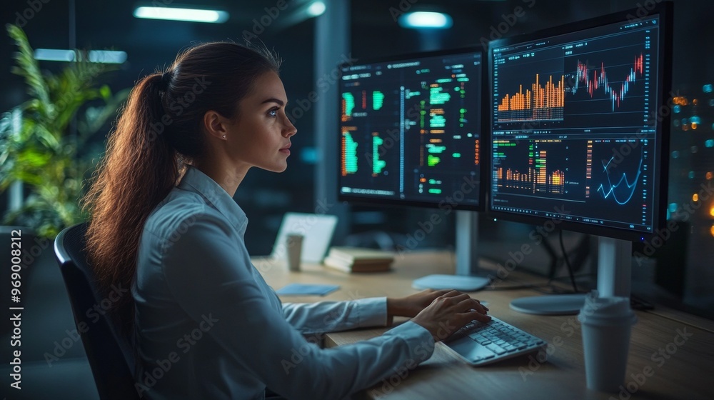 Poster data-driven professional. modern workspace & analytics