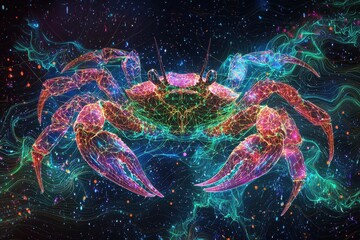 Colorful cosmic crab creature in space