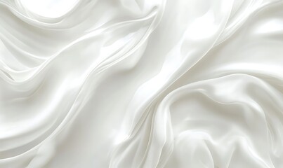 Obraz premium Abstract Background With Flowing White Cloth, Wavy Silk Texture, Smooth Elegant Fabric