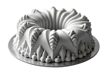 Elegant Bundt Cake Pan Isolated on White or Transparent PNG, Baking Mold Close-up