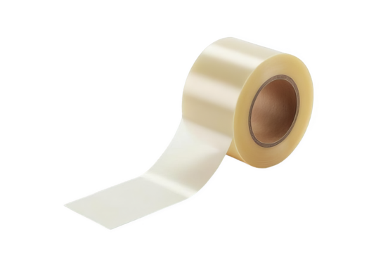 Adhesive Tape Roll Office Supply Isolated on White or Transparent PNG, Clear Packaging Material