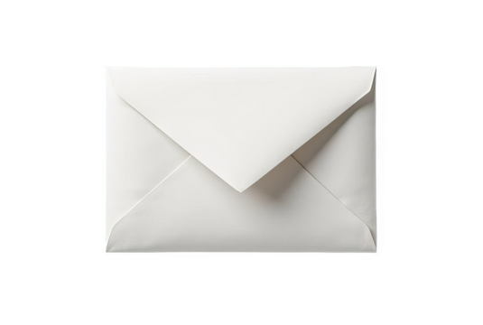 White Envelope Mail Stationery Isolated on White or Transparent PNG, Office Correspondence Item