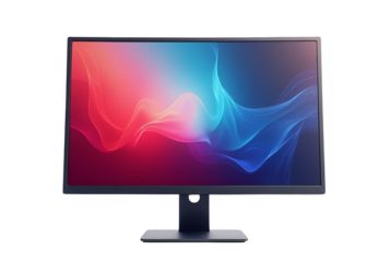 Colorful Computer Monitor Display Isolated on White or Transparent PNG, Digital Screen Technology