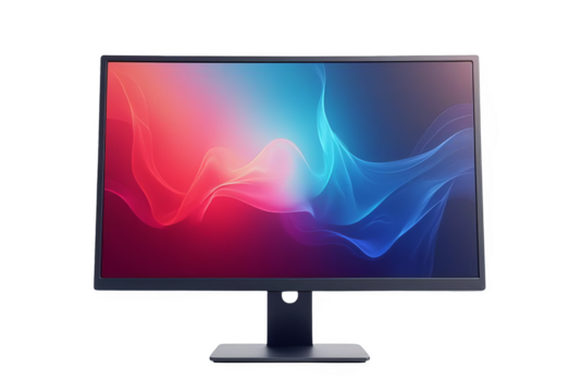 Colorful Computer Monitor Display Isolated on White or Transparent PNG, Digital Screen Technology