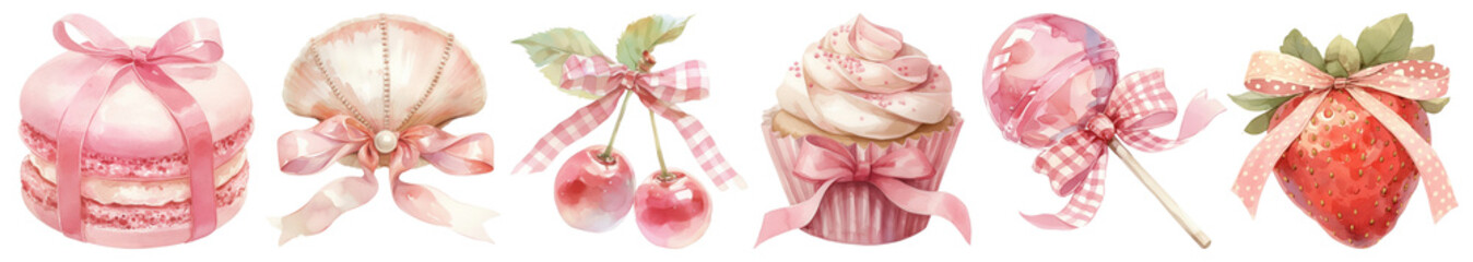 pink coquette png cut out element set