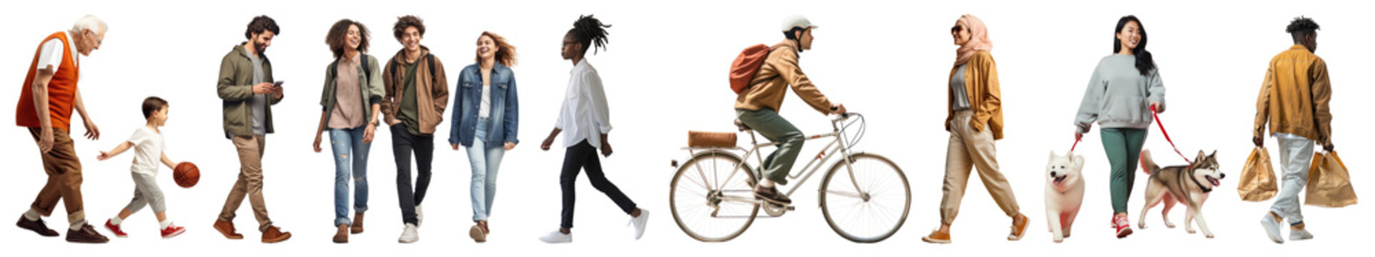 people full body png cut out element set