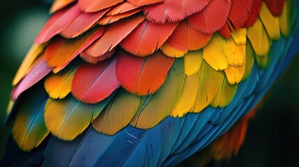 Fototapeta premium Macro photograph of colorful parrot feathers
