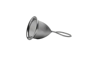 Metal Strainer Isolated on White or Transparent PNG: Kitchen Utensil Close-up