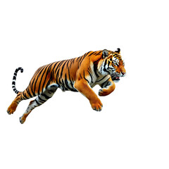 Obraz premium jumping tiger ,isolated on white background , transparent png image