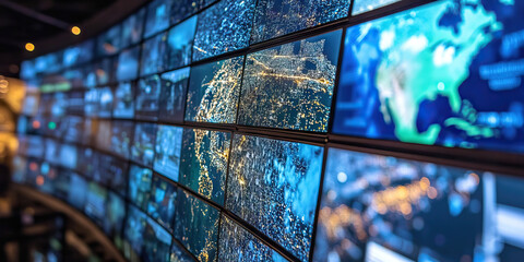 FBI's Eyes on the World: A globe-shaped monitor showing real-time feeds from surveillance cameras worldwide.