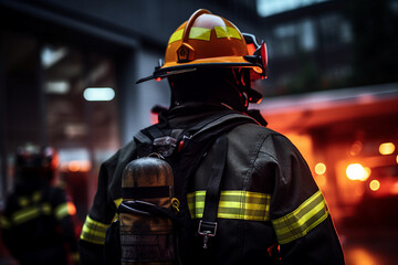 Rescuer and firefighter after a bomb explosion generative AI concept