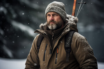 Naklejka premium Created with generative ai photo of young man on fishing journey vacation