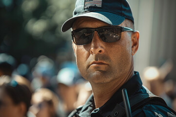 Professional security guards in black suits made with generative AI technology