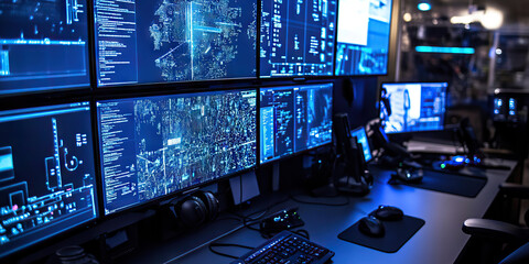 SWAT's Digital Command Center: A wall-mounted display and an array of high-tech devices, including tablets and headsets.