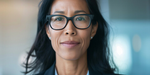 Fototapeta premium Portrait headshot of professional mature Asian woman wearing business sui