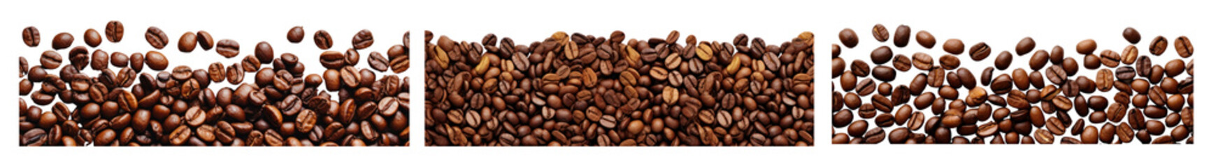 Fototapeta premium realistic photo of coffee beans borders png cut out element set