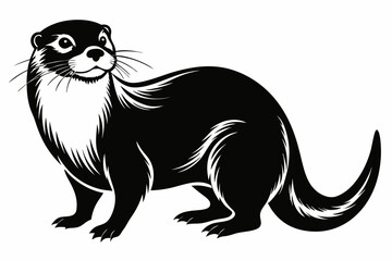 otter line art silhouette illustration on a white background. hyper-realistic, highly detailed, ultra-detailed body.