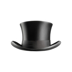 Classic Belfry Top Hat with Tall Crown in Formal Black – Vintage Style Fashion Accessory for Elegant Events, Isolated on PNG Background