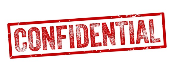Confidential Red Watermark Stamp isolated on white background. Text caption in rectangular box with grunge design style. 
