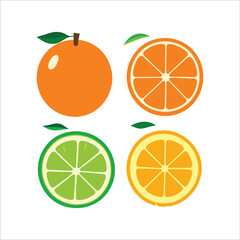 orange fruit vitamin A isolated on white background, flat color cartoon style vector design